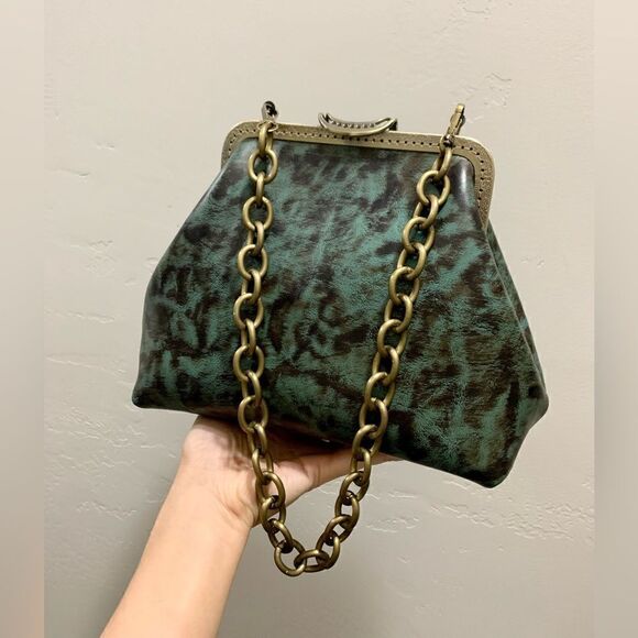 Vintage Handmade Genuine Premium Leather Push Lock Clutch/Shoulder Bag/Crossbody - Picture 2 of 16